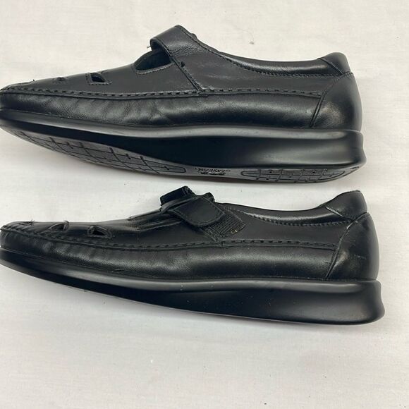 SAS Mary Janes EZ Strap Black Leather Walking Shoes - Picture 3 of 9